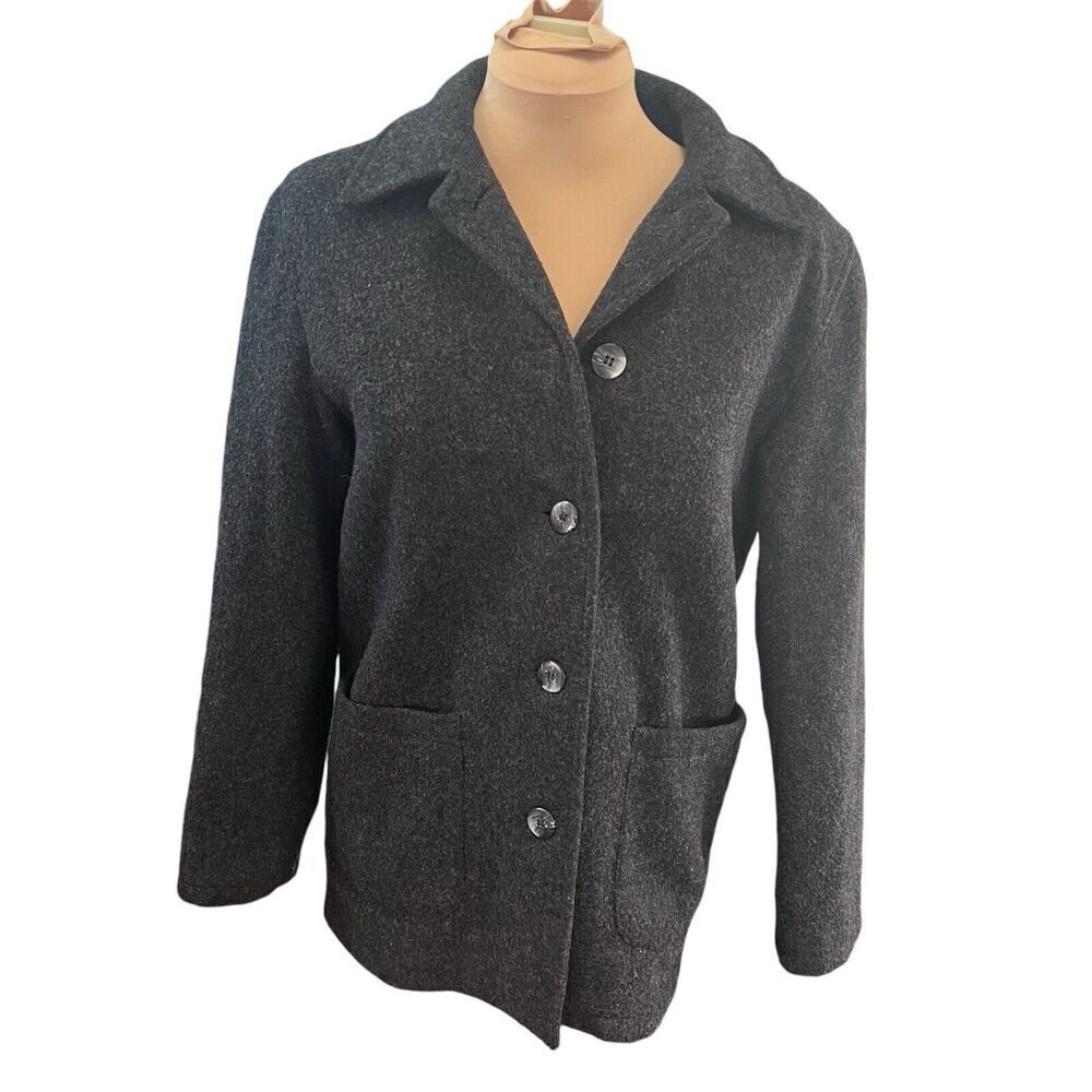 Vintage Jonathan Michael SZ S Womens Charcoal Wool Barn Chore Coat Pockets
